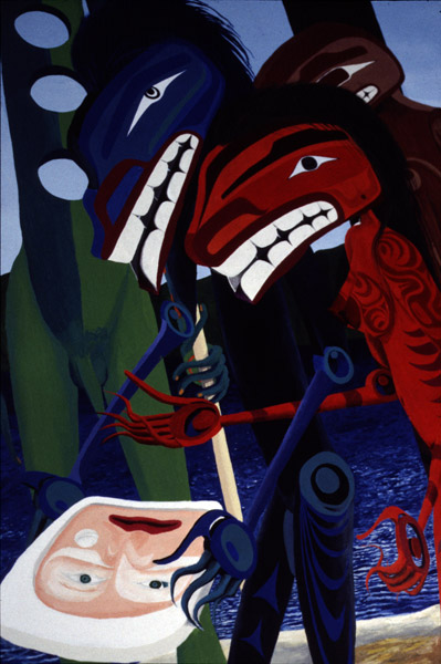 Bury Another Face of Racism on First Nation Soil, 1997, detail, 18' x 9', Vancouver Art Gallery Acquisition Fund, Vancouver, BC.