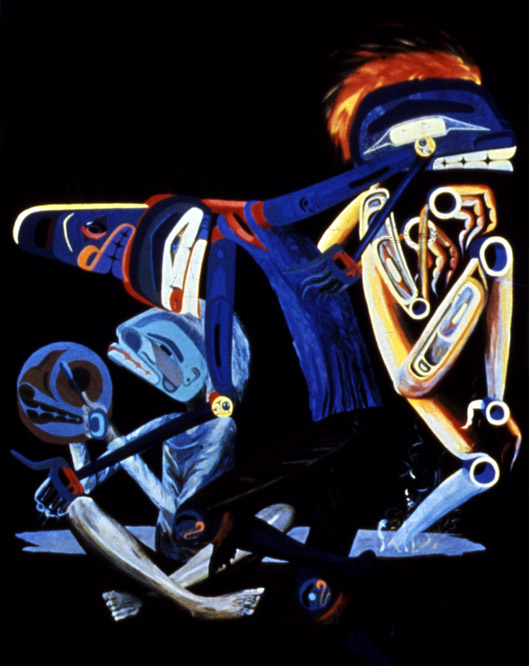 Dancing in the Dark Invisible to Mortal Eyes, 1987, 214.5 x 142 cm,  acrylic on canvas, Private Collection.
