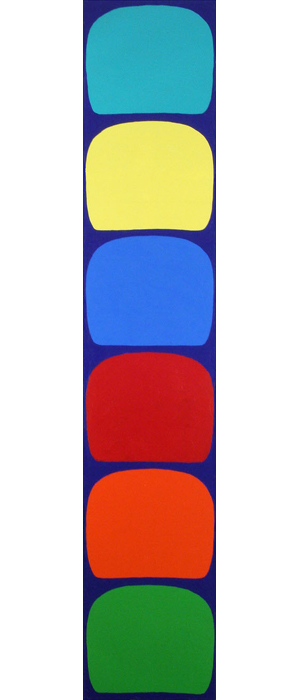Neo Totem Pole, NWC Series, Number IV, 1998, 302 x 57.1 cm, acrylic on canvas, Buschlen Mowatt Gallery Vancouver, BC.